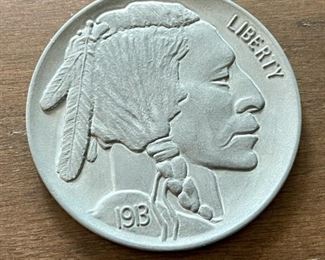 Vintage Giant 3" 1913 Buffalo Indian Head Nickel Novelty Souvenir Jumbo Coin