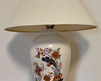 Vintage Ceramic Asian Motif Floral Lamp