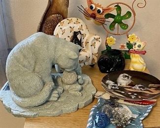 Collection Of Cat Figurines Including Katz And Co., Serendipity, Metal And More