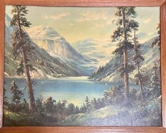 W.M. Thompson 1930'S Lake Louise Print In Wooden Frame (As Is)