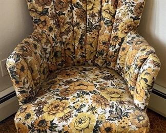 Antique Floral Upholstered Arm Chair 