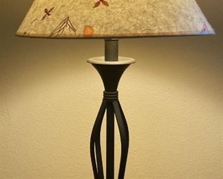 Rustic Wrought Iron Lamp With Handmade Paper Shade
