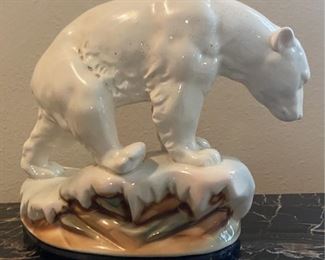 Glazed Ceramic Polar Bear Figurine 