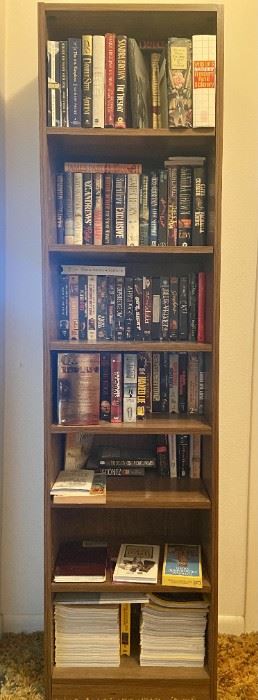 Veneer Bookshelf With Large Assorted Books/VHS Collection