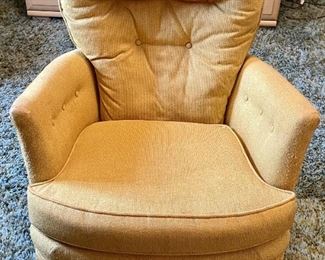 Mid-Century Modern Tufted Gold Fabric Rocking Chair
