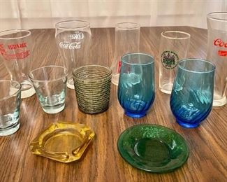 Assorted Advertising Glassware Lot Including Seven Up, Coca-Cola, Coors, Pizza Hut, And More