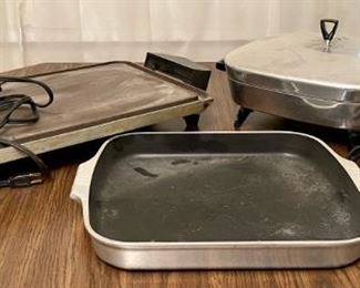 Westinghouse Electric Fryer With Lid And Plug, Regal Electric Griddle With Plug, And Wagner Ware Roaster