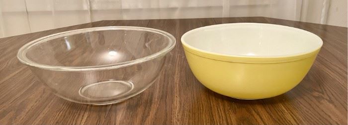 Yellow Pyrex Mixing Bowl And A Clear Pyrex