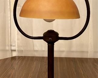 Bronze Brush Metal Glass Shade Lamp (Works)