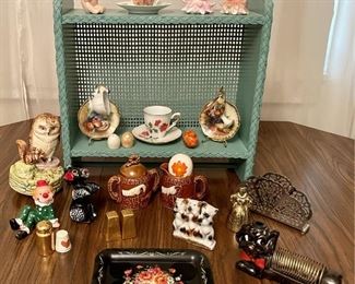 Mid-Century Modern Ceramic Lot Including, Cups, Saucers, Enesco Baby Head Salt And Pepper, And More