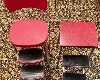 (2) Vintage Red Collapsible Step Stools