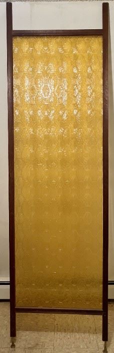 Mid-Century Modern Single Panel Gold Acrylic Pattern Wall Divider With Adjustable Feet