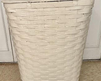 Antique Wood Woven Basket Painted White 