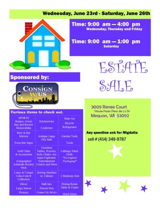 Flyer Mequon Estate Sale