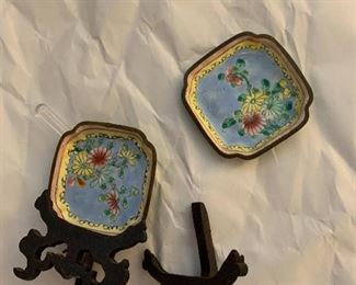 cloisonné mini trays with stands