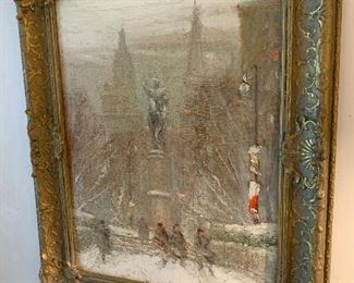 Winter Scene by Johann Bertelsen ( 1883-1969) , oil on canvas   16"x 12"                   