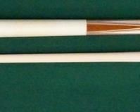 1005 Palmer Pool Cue; First Catalog, Model 7 Circa 1965; butt: 28 1/2", 15.8 oz.; shaft: 29", 3.8 oz, 12.75mm; total length 57 1/2", 19.6 oz; refinished by Proficient Billiards, Ephrata, PA; Brunswick Titlist conversion, linen wrap; window reads "Original by Palmer" on silver foil; wrap is soiled, slight lift at butt joint but tip doesn't leave the table when together; very good conditon