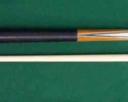 1004 Palmer Pool Cue; First Catalog, Model 6 Circa 1965; butt: 28 1/2", 16.6 oz.; shaft: 28 3/4", 3.8 oz, 12.8mm; total length 57 1/4", 20.4 oz; refinished by Proficient Billiards, Ephrata, PA; Brunswick Titlist conversion, linen wrap, straight; window reads "Original by Palmer" on gold foil; mint condition