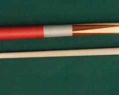 1006 Palmer Pool Cue; First Catalog, Model 8 Circa 1965; butt: 28 1/4", 16.4 oz; shaft #1: 28 3/4", 3.7 oz., 12.5mm; shaft #2: 28 3/4", 3.4 oz., 12.5mm; total length with each shaft is 57"; total weight 20.1 oz. or 19.8 oz.; unrestored original, house cue conversion, original wrap; window reads "R.L.M." "Original by Palmer" on silver foil; both shafts have a slight taper roll; good original condition