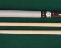 1010 Palmer Pool Cue; First Catalog, Model 11 Circa 1965; butt: 28 3/4", 16.8 oz; shaft #1: 28 1/2", 3.7 oz, 12.6mm; shaft #2: 28 1/2", 4 oz, 12.6mm; total length with each shaft is 57 1/4"; total weight 20.5 oz. or 20.8 oz.; both shafts are original to the cue; unrestored original; 36 MOP inlays; straight; window reads "Andre" "Original by Palmer" on gold foil; RARE CUE - reportedly only 100 model 11's were made; mint condition