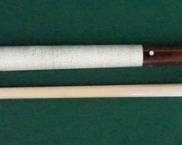 1019 Palmer Pool Cue; Third Catalog, Model 7 Circa 1971; butt: 29", 15.8 oz; shaft: 28 1/4", 3.8oz, 13mm; total length is 58 1/4"; total weight is 19.6 oz; refinished by Proficient Billiards, Ephrata, PA; linen wrap, straight; 12 MOP inlays; window reads "Original by Palmer" on gold foil; from *The Palmer Collector* collection; mint condition