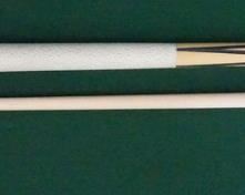 1020 Palmer Pool Cue; Third Catalog, Model 8 Circa 1971; butt 28 3/4", 14.9 oz; shaft: 28 1/4", 3.6 oz, 13.25mm; total length is 57"; total weight is 18.5 oz; unrestored original, original 2-tone wrap, sraight; window reads "Original by Palmer" on silver foil; mint condition