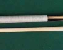 1022 Palmer Pool Cue; Third Catalog, Model 12 Circa 1971; butt: 29 1/2", 16.7 oz; shaft: 29 1/4", 4.1 oz, 13.5mm; total length is 58 3/4"; total weight is 20.8 oz; refinished by Proficient Billiards, Ephrata, PA; Gus Szamboti birdseye maple forearm with four veneers (black, maple, black, maple), original linen wrap, maple block inlays in butt sleeve, straight; from *The Palmer Collector* collection; mint condition