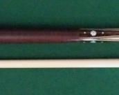 1030 Palmer Pool Cue; Margo Bullet, Model 7 "Colt 45" Circa 1980; butt: 29", 13.1 oz; shaft: 30 1/2", 4.3 oz, 12.75mm; total length is 59 1/2"; total weight is 17.4 oz; from "The Palmer Collector" collection, possible older refinish, no decal on butt cap, straight, stacked leather wrap, 28 MOP inlays; excellent condition