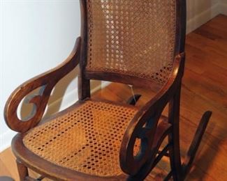 ANTIQUE CANE BOTTOM AND BACK ROCKER