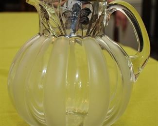 ELEGANT GLASS AND SILVER PITCHER
