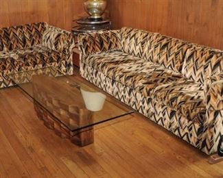 WOW ~ 1970'S UPHOLSTERED SOFA AND MATCHING LOVE SEAT FROM JACOBSONS
