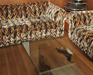 WOW ~ 1970'S UPHOLSTERED SOFA AND MATCHING LOVE SEAT FROM JACOBSONS