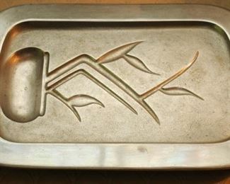 WAGNER WARE SIDNEY O MAGNALITE SIZZLING PLATTER # 4341-M WITH VERY RARE WOOD HANDLES