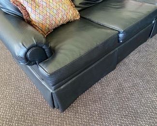 1/ $395 Henrendon black vinyl wrap around sofa 9'4" x 39"deepx 3' T