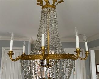 3/ $1,150 French chandelier 8 lights 53"L to the top + 44"L to the finial x 34" D.