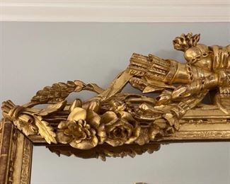 4/ $1,400 . Circa 1880's French Empire Gilt wood Mirror 19th century, original glass mirror, 76"T x 47"T 