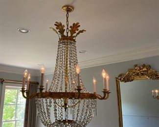 3/ $1,150 French chandelier 8 lights 53"L to the top + 44"L to the finial x 34" D.