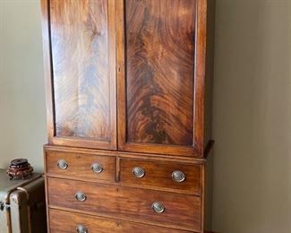 5/ $950 English Mahogany Linen Press Georgian c.1840	takes up to 42"TV - 4'L x 88"T x 21"D
