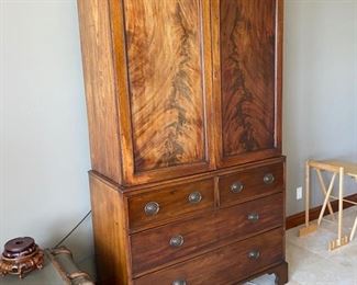 5/ $950 English Mahogany Linen Press Georgian c.1840	takes up to 42"TV - 4'L x 88"T x 21"D
