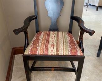 6/ $795 Set of 6 armchairs black painted contemporary Chippendale style -  27" widest to the arms, 14"D x 39"T back 