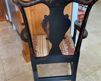 6/ $795 Set of 6 armchairs black painted contemporary Chippendale style -  27" widest to the arms, 14"D x 39"T back 
