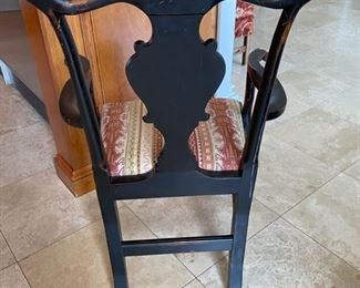6/ $795 Set of 6 armchairs black painted contemporary Chippendale style -  27" widest to the arms, 14"D x 39"T back 