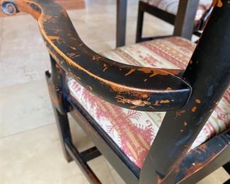 6/ $795 Set of 6 armchairs contemporary Chippendale style - (only one armchair has a repair - shown here) -  27" widest to the arms, 14"D x 39"T back 