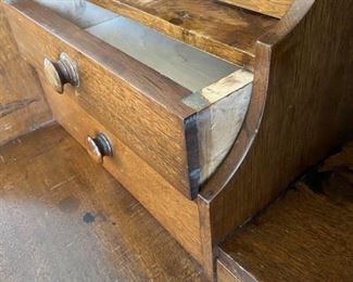 7/ $595 Antique American walnut Drop front desk 		44"L x 44"T x 19 1/2"D 		