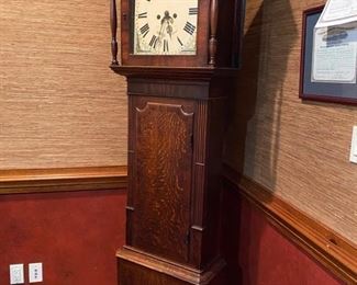 9/ $650 English tall case clock C.1860 (need works to be in working condition as-is) we have key for it, 80"T x 20"D x 22"L 