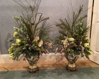 20- $75 one available porcelain bird vase with arrangements 