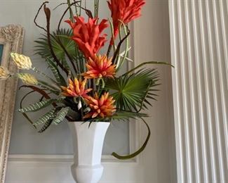 21- $90 Pair of white porcelain vases with Palmetto leaves 5' x 26" 