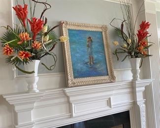 21- $90 Pair of white porcelain vases with Palmetto leaves 5' x 26"