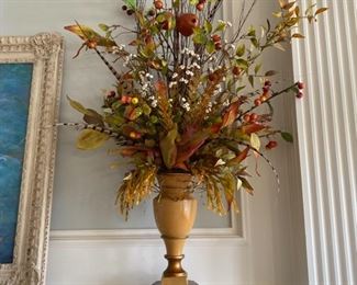 22- $75 Pair of metal vases with fall floral 52" x 26"			