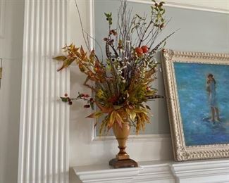 22- $75 Pair of metal vases with fall floral	52" x 26" 	